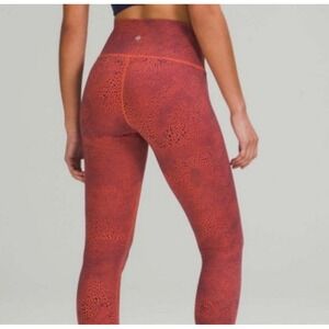 Lululemon Wunder Train HR Size 6 Crackle Glaze Orange Larkspur Excellent! 25"